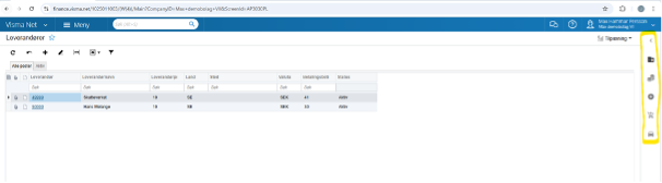 Sidepaneler Visma Net